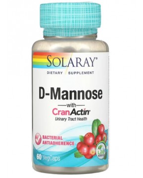 Solaray, D-манноза с CranActin, для здоровья мочевыводящих путей, 60 капсул